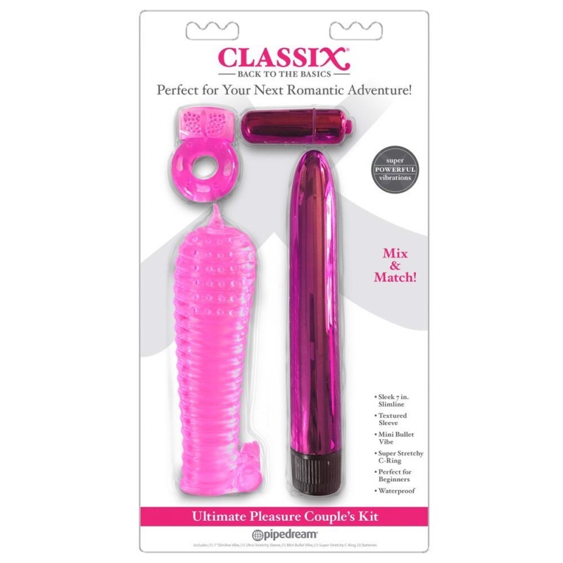 Zestaw dla par C Ultimate Pleasure Couples Kit – 4-częściowy: wibrator 17,8 cm, rękaw 14 cm, wibrobullet 5,7 cm, pierścień 4 × 7 - 1