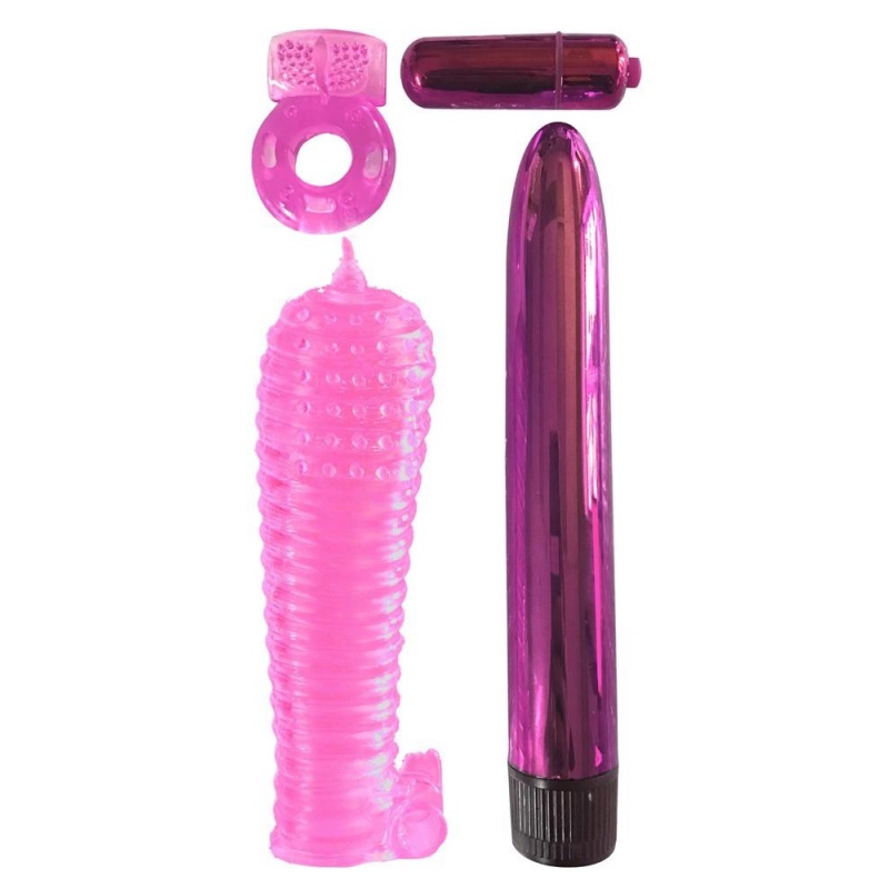 Zestaw dla par C Ultimate Pleasure Couples Kit – 4-częściowy: wibrator 17,8 cm, rękaw 14 cm, wibrobullet 5,7 cm, pierścień 4 × 7 - 2