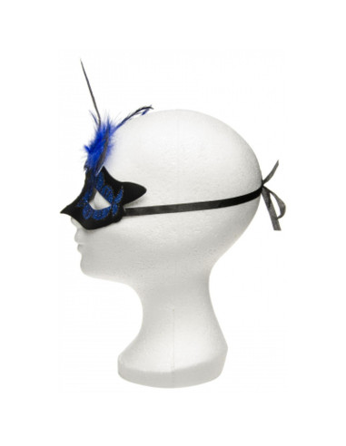 Maska-Venetian Mask Dark Blue with Dark Blue Stone and Feather