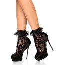 Lace Anklet With Ruffle Black - 1