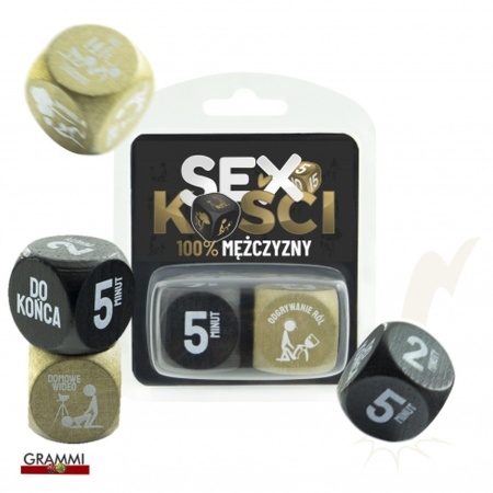 Grammi Sex Kości 100% Mężczyzny Black Gold – gra erotyczna na wieczór kawalerski i kolację we dwoje - 1