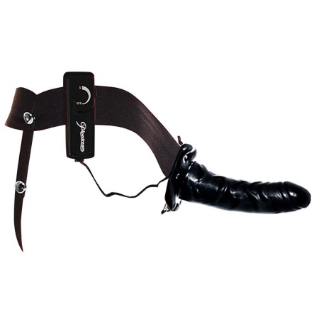 Strap-On z dildo o pustym kanale i wibracją FFSFHOH — regulowana uprząż elastanowa, 17 cm - 5