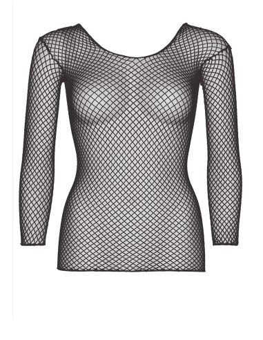 Long Sleeves Fishnet Top Black