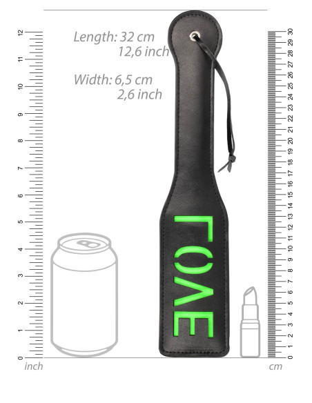 'Love'' Paddle - Glow in the Dark - Black/Neon Green