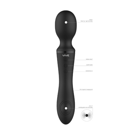 Wibrator różdżkowy Enora Black - dwustronny, 2 silniki - 4