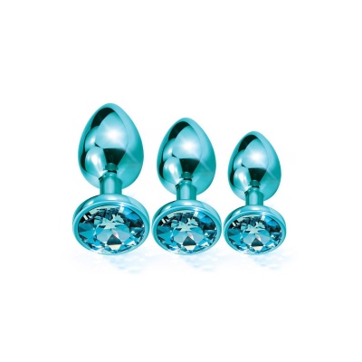 NIXIE METAL BUTT PLUGÂ TRAINERÂ SET, BLUE METALLIC - 1 2