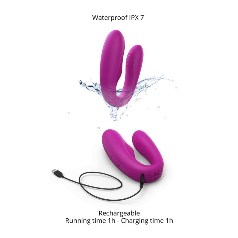 Wibrator dla par MATCH UP Sweet Orchid z elastyczną szyją, podwójnym silnikiem i wymiarem części wkładanej 9 x 2 cm - 5