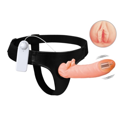 Strap-on Ultra Passionate z regulowaną uprzężą, wydrążonym wałem i wibratorem - 1 2