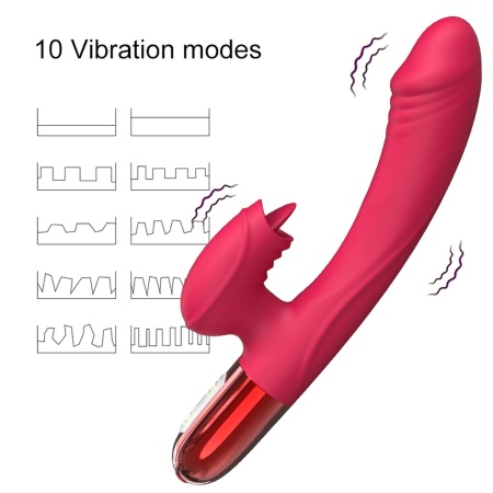 Wibrator Silicone Vibrator USB z 10 trybami wibracji i funkcją podgrzewania, 20,45 × 3,1 × 6,65 cm - 6