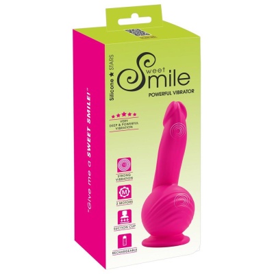 Wibrator Realistyczny Sweet Smile Powerful z Przyssawką i 2 Silnikami, 19 cm - 1