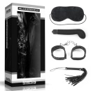 Zestaw Bondage Deluxe – 4-częściowy z floggerem 25 cm, kajdankami i wibratorem, kolor czarny - 1