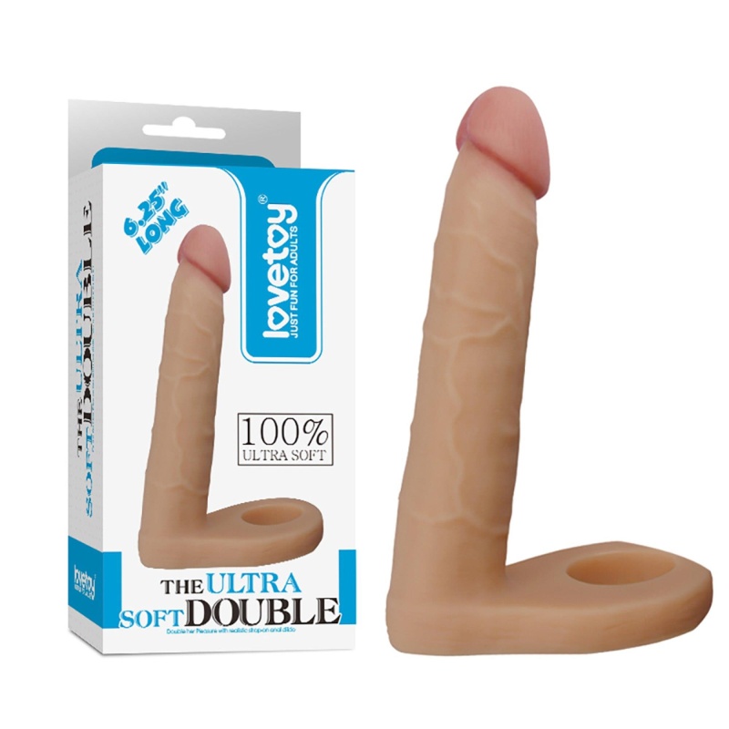 Pierścień z dildem Ultra Soft Double 15,8 cm - 1