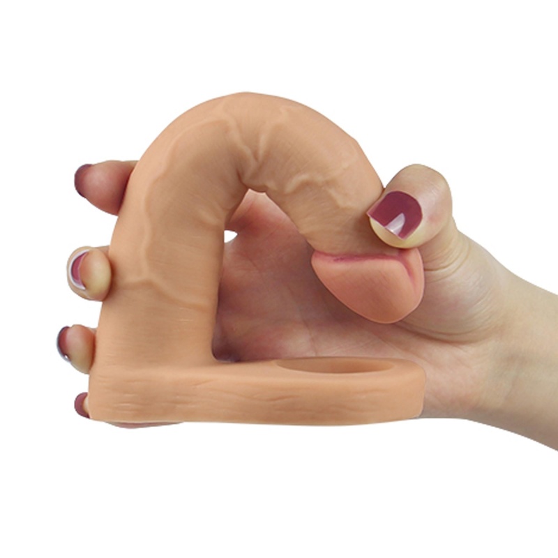 Pierścień z dildem Ultra Soft Double 15,8 cm - 3