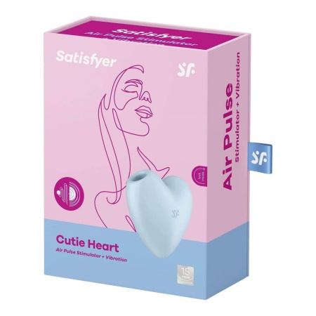 Cutie Heart (Blue) - stymulator łechtaczki z technologią Air Pulse i wibracjami, 8,4 × 7,8 cm - 4