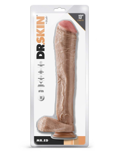 DR. SKIN MR. ED 13 INCH DILDO WITH BALLS BEIGE