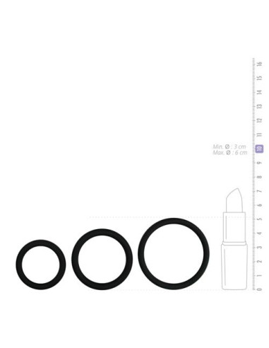 Zestaw pierścieni na penisa w trzech rozmiarach — czarny