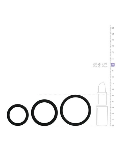 Zestaw pierścieni na penisa w trzech rozmiarach — czarny