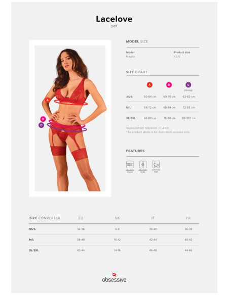 Lacelove komplet 3-częściowy   XS/S
