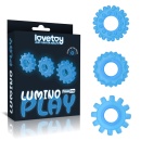Zestaw 3 pierścieni na penisa Lumino Play - TPE, niebieska poświata, 3 rozmiary (3.8-4.3 cm) - 1