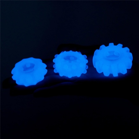 Zestaw 3 pierścieni na penisa Lumino Play - TPE, niebieska poświata, 3 rozmiary (3.8-4.3 cm) - 10