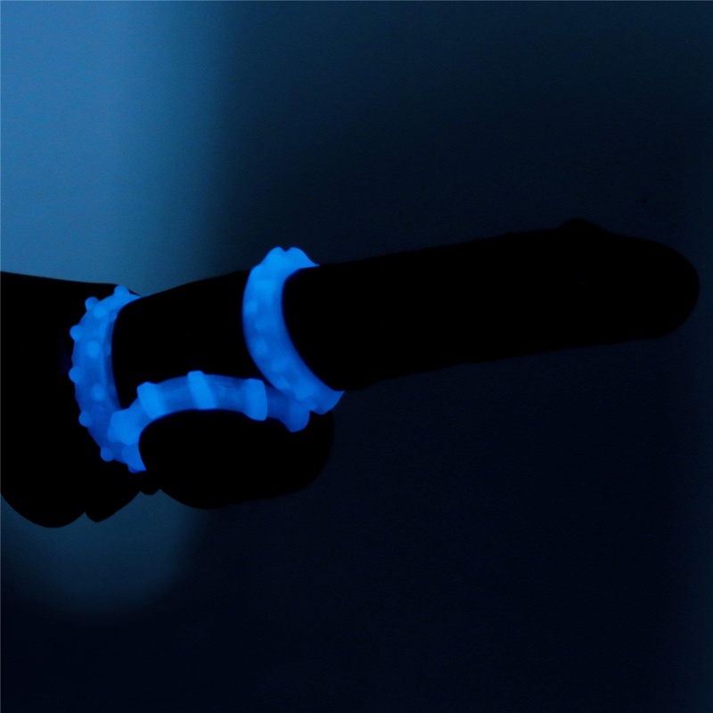 Zestaw 3 pierścieni na penisa Lumino Play - TPE, niebieska poświata, 3 rozmiary (3.8-4.3 cm) - 13