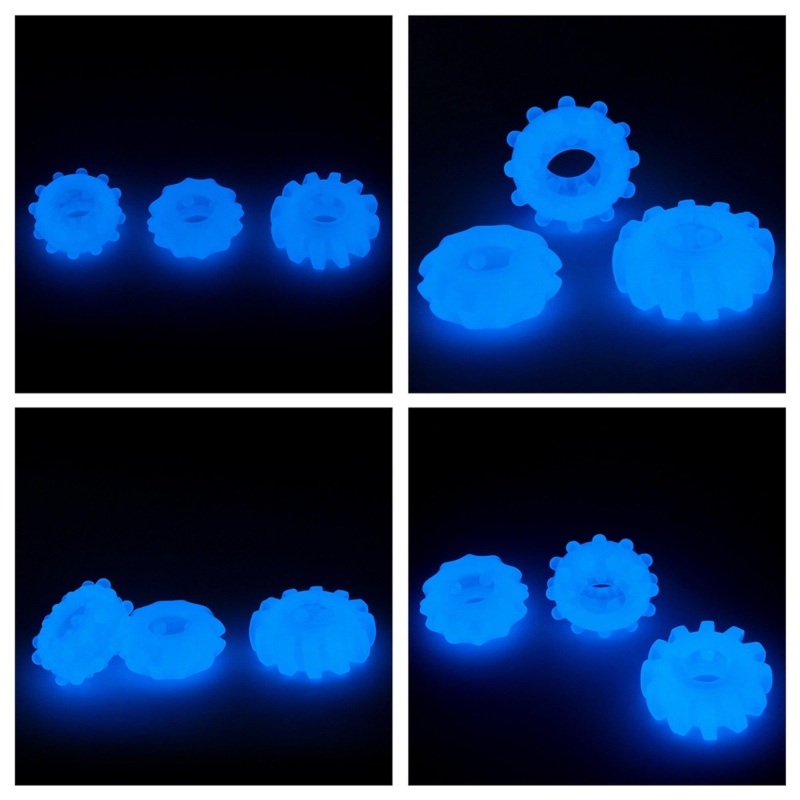 Zestaw 3 pierścieni na penisa Lumino Play - TPE, niebieska poświata, 3 rozmiary (3.8-4.3 cm) - 14