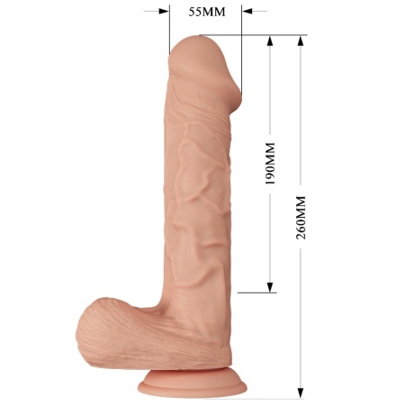 Realistyczny wibrator Beautiful Bergrisi z ruchomą skórą i przyssawką, 26 cm - 10