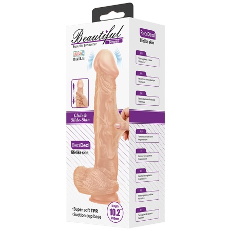 Realistyczny wibrator Beautiful Bergrisi z ruchomą skórą i przyssawką, 26 cm - 11