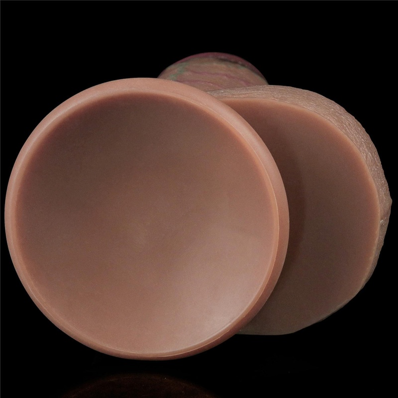 Dwuwarstwowe Silikonowe Dildo XXL 24,1 cm - Ciemnobrązowy z różową końcówką - 6