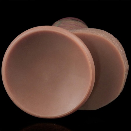 Dwuwarstwowe Silikonowe Dildo XXL 24,1 cm - Ciemnobrązowy z różową końcówką - 6