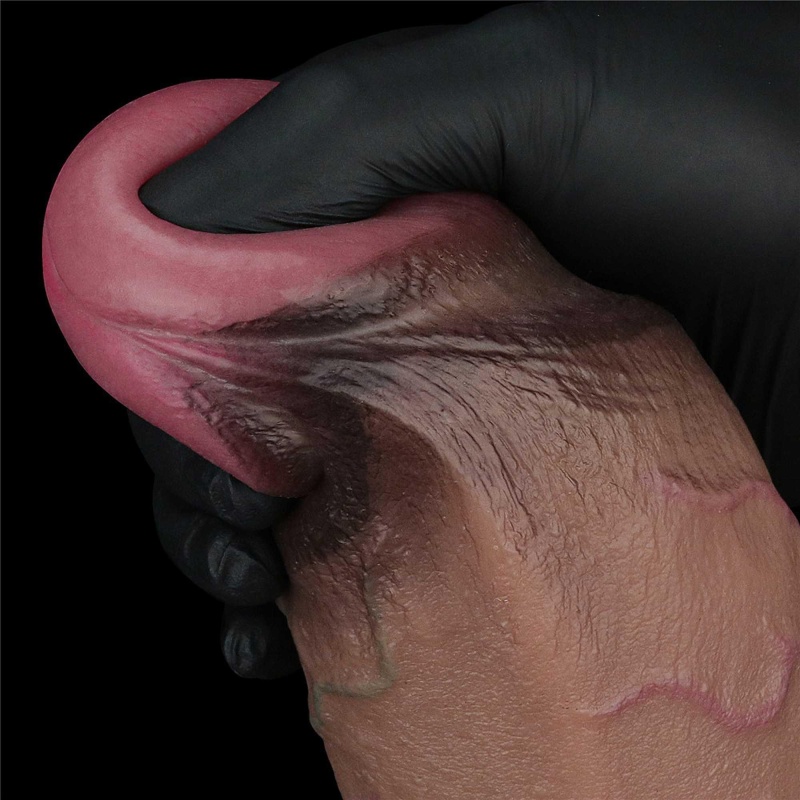 Dwuwarstwowe Silikonowe Dildo XXL 24,1 cm - Ciemnobrązowy z różową końcówką - 7