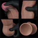 Dwuwarstwowe Silikonowe Dildo XXL 24,1 cm - Ciemnobrązowy z różową końcówką - 13