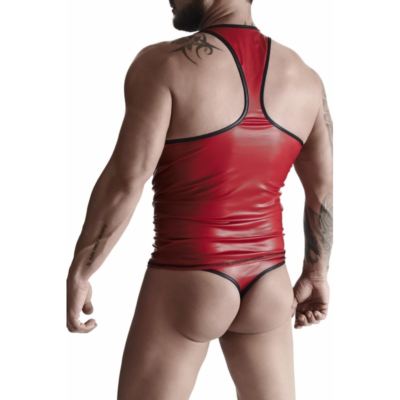 męski t-shirt z wetlooka bez rękawów z elastyczną taśmą z przodu - 2