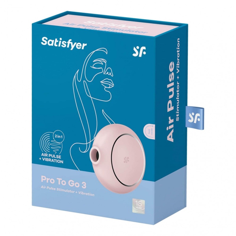 Satisfyer Pro To Go 3 Rose - kompaktowy stymulator łechtaczki z falami powietrza i wibracją - 1