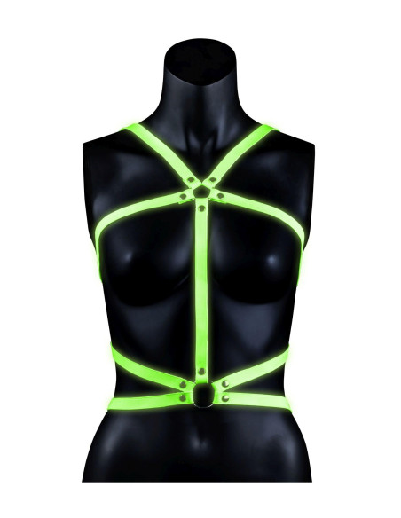 Body Harness - Glow in the Dark - Neon Green/Black - S/M