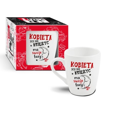 Porcelanowy kubek z nadrukiem „Kobieta jest jak księżyc ma swoje fazy” na wieczór panieński - 1