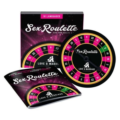 Gra erotyczna Sex Roulette Love & Marriage 12 x 12 x 1,5 cm czarno-różowo-żółta - 1