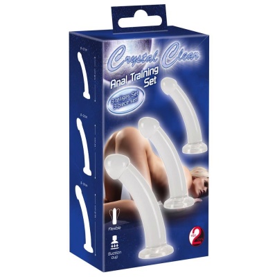 Crystal Clear Anal Training Set – 3-częściowy zestaw dild analnych z przyssawką, TPE, 11,5–16,5 cm - 1