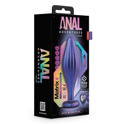 ANAL ADVENTURES MATRIX WAVY BLING PLUG SAPPHIRE - 1