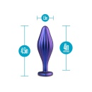 Korek analny Anal Adventures Matrix Wavy Bling Plug Sapphire - silikon utwardzany platynowo Puria™, falista tekstura, szyjka Sta - 3