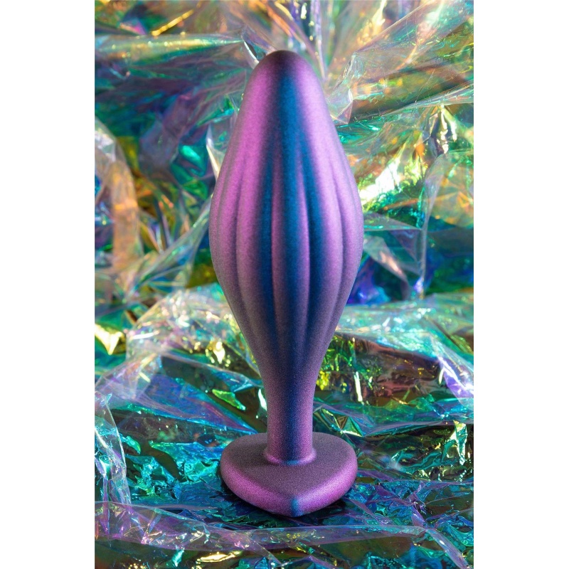 Korek analny Anal Adventures Matrix Wavy Bling Plug Sapphire - silikon utwardzany platynowo Puria™, falista tekstura, szyjka Sta - 5