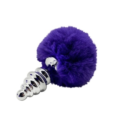 Plug-Metal Anal Fluffly Twist Plug S Dark Purple - 1