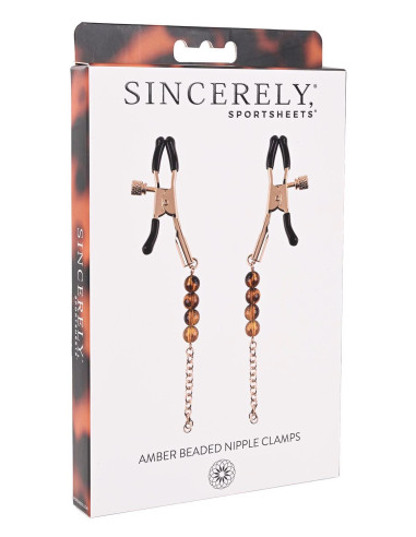 SPORTSHEETS AMBER BEADED NIPPLE CLAMPS