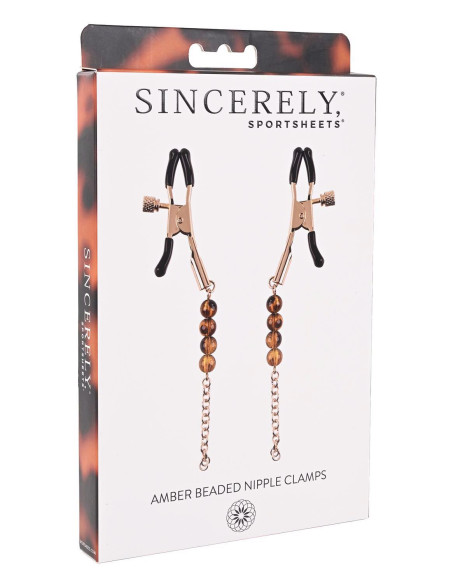 SPORTSHEETS AMBER BEADED NIPPLE CLAMPS
