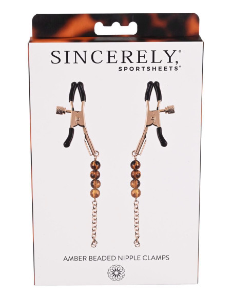 SPORTSHEETS AMBER BEADED NIPPLE CLAMPS