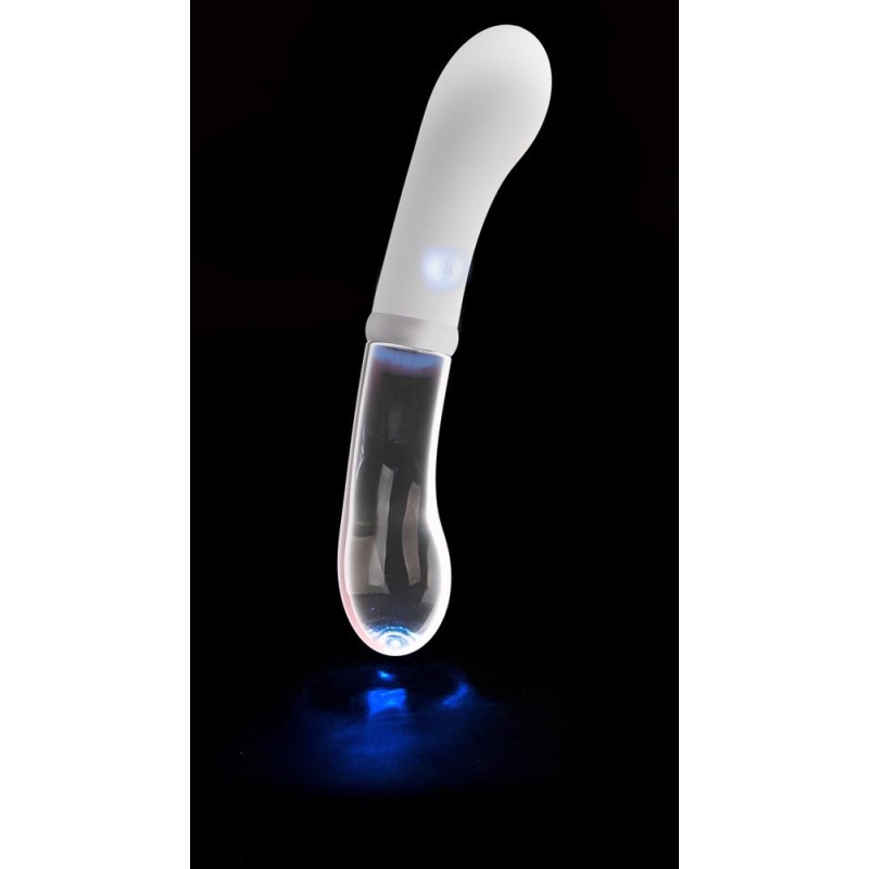 Wibrator szklano-silikonowy Liaison G-Spot dwustronny 18 cm, 10 trybów, LED - 5