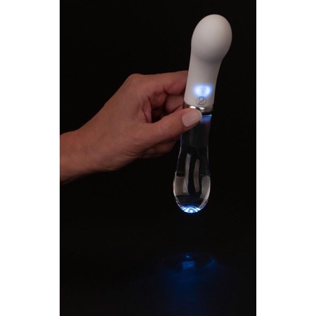 Wibrator szklano-silikonowy Liaison G-Spot dwustronny 18 cm, 10 trybów, LED - 7