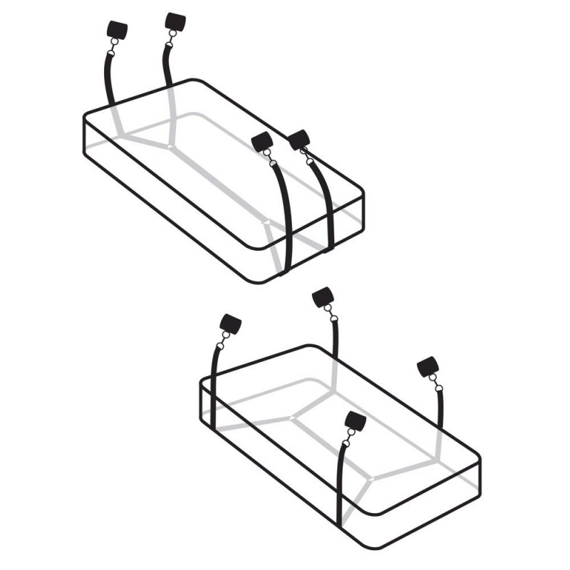 Zestaw BDSM FFSLE Wraparound Mattress Rest – regulowane aksamitne mankiety pod materac na nadgarstki i kostki, bez słupków i ram - 4