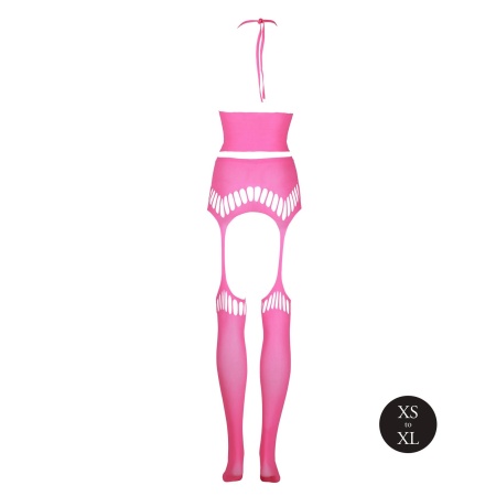 Two Piece with Crop Top and Stockings - Pink - 7