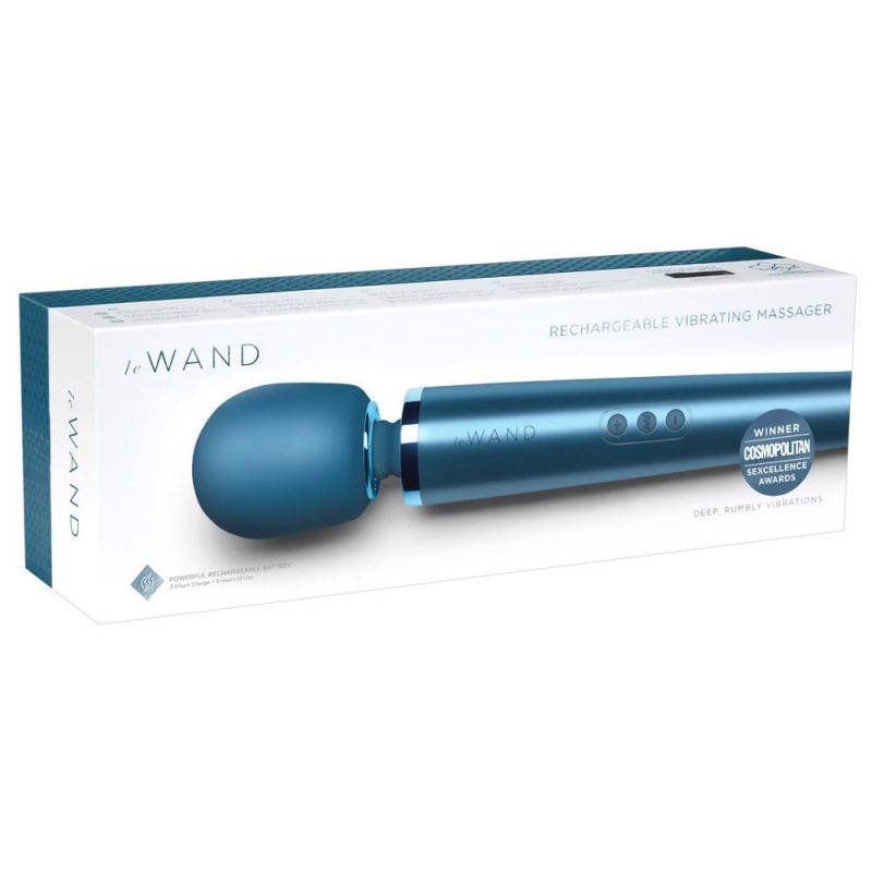 Różdżka do masażu Le Wand Pacific Blue z ruchomą głowicą silikonową o średnicy 6,3 cm i długością całkowitą 33,5 cm - 1